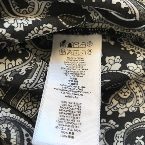 Michael Kors Women Black White Paisley Print Front Tie Tunic Shirt - Picture 7 of 8